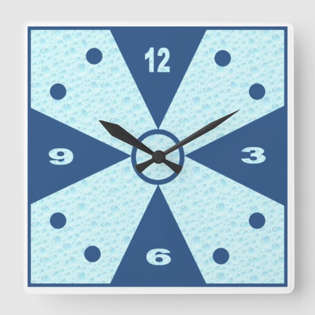 Horloge murale acrylique, Carrée DESIGN CLOCK SEA  (Recto)
