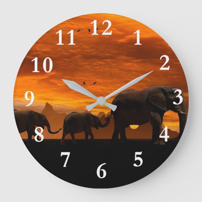 Horloge murale acrylique des éléphants de marche (Recto)