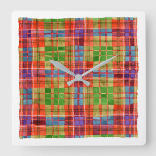 Horloge murale acrylique du Carré MAC RAE TARTAN