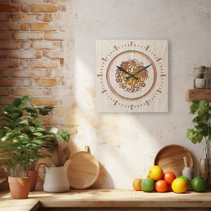 Horloge murale acrylique du coq en bois