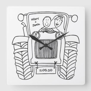 Horloge murale Acrylique du tracteur de Mariage ca