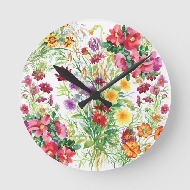 Horloge murale acrylique fleur sauvage, ronde (moy (Recto)