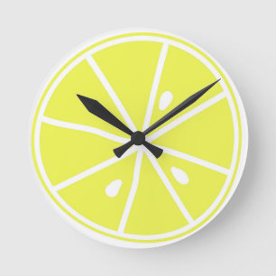 Horloge murale acrylique Jaune tranche de citron