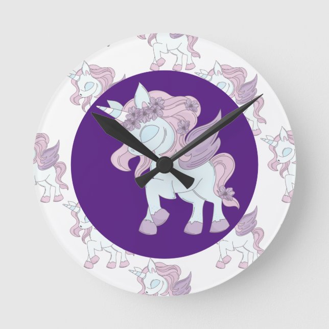 Horloge murale acrylique Pastel violet et blanc Un (Recto)