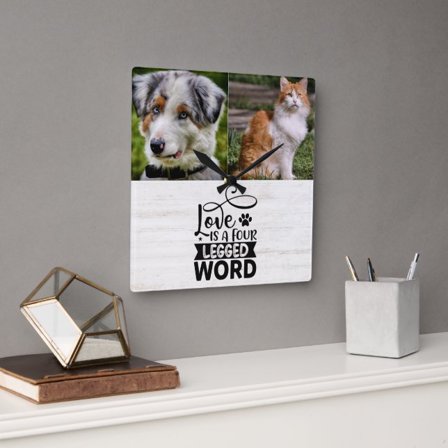 Horloge murale Acrylique Personnalisée Deux Photo  (Bureau)