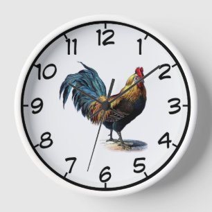 Horloge murale acrylique ronde coq