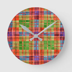 Horloge murale acrylique ronde MAC RAE TARTAN