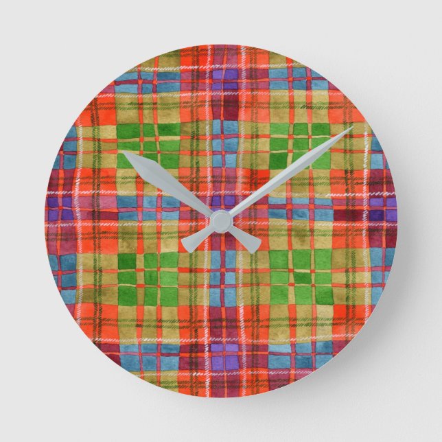Horloge murale acrylique ronde MAC RAE TARTAN (Recto)