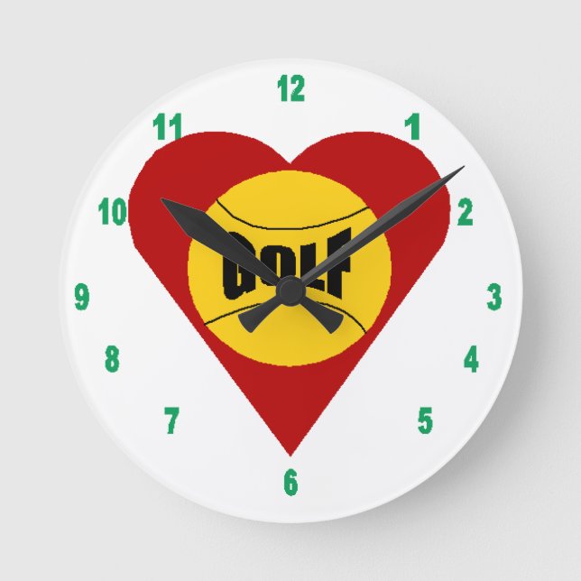 Horloge murale acrylique,Ronde Medium AMOUR GOLF (Recto)