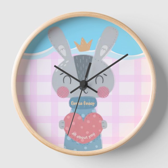Horloge murale acrylique ronde Queen Bunny (Recto)