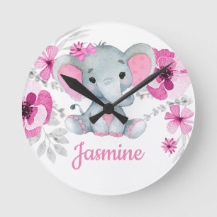 Horloge murale acrylique rose gris, ronde (moyenne