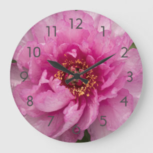 Horloge murale acrylique rose pivoine