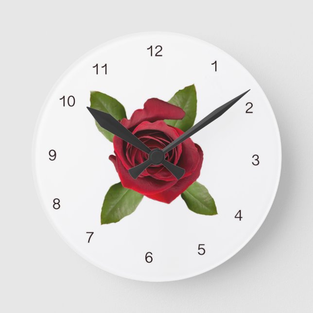 Horloge murale acrylique Rose rouge avec chiffres (Recto)