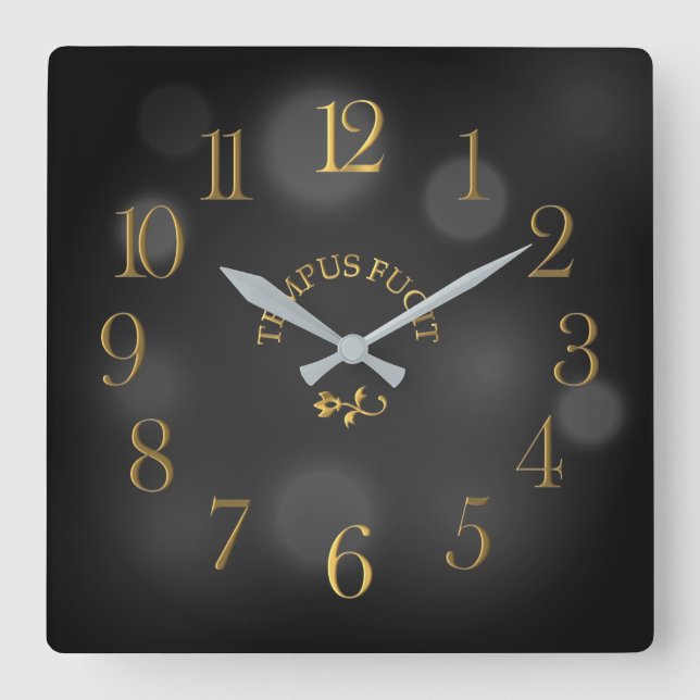 Horloge murale acrylique Tempus Fugit Black Bokeh (Recto)