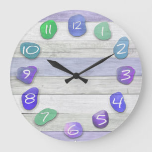 Horloge murale acrylique violet et bleu en verre d