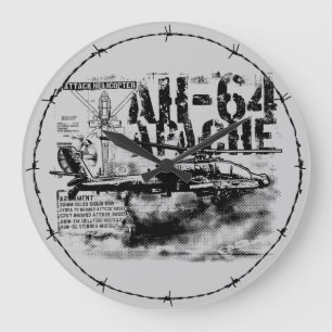 Horloge murale AH-64 Apache Arrondie (Grande)
