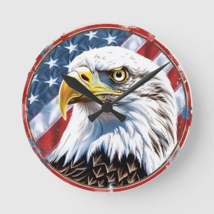 Horloge murale aigle américain drapeau américain