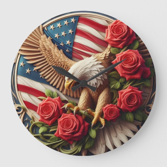 Horloge murale aigle américain patriotique (Recto)