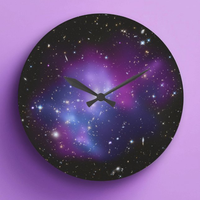 Horloge murale amas de galaxies violettes (Purple Galaxy Cluster Wall Clock)