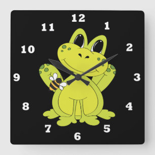 Horloge murale amusante de grenouille de dessin