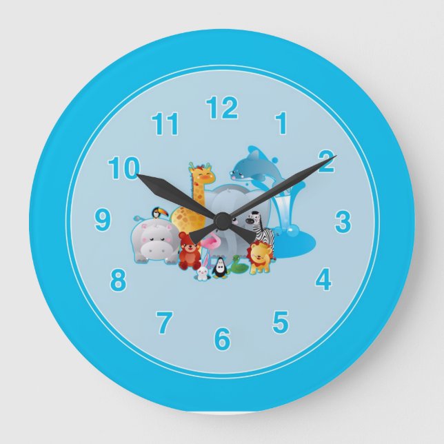 Horloge murale animaux de zoo pour enfants (Recto)