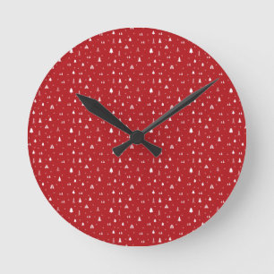 Horloge murale arbres de Noël et flocons de neige