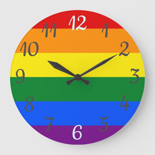 Horloge murale arc-en-ciel Drapeau de la fierté (Recto)
