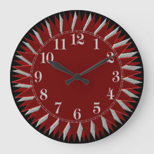 Horloge murale argentée noire rouge de Sun