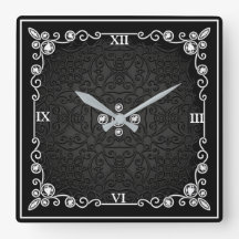 Horloge murale Art Déco Noir & Argent