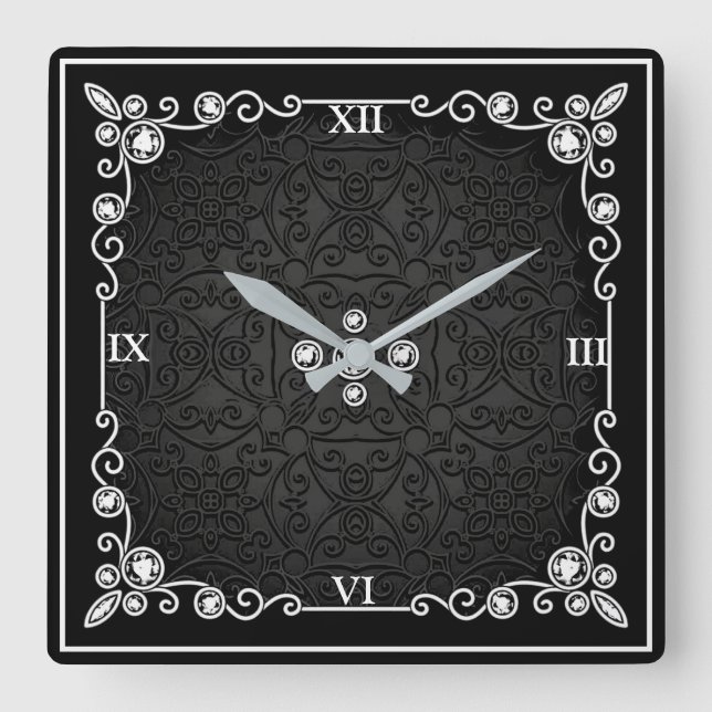 Horloge murale Art Déco Noir & Argent (Recto)