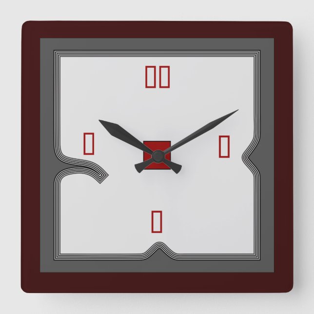 Horloge murale artistique rouge/blanc/gris (Recto)