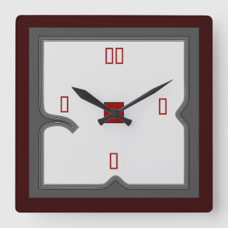 Horloge murale artistique rouge/blanc/gris