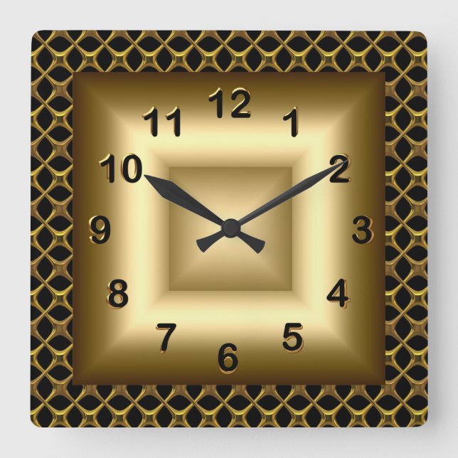 Horloge murale aspect métal noir bronze doré (Recto)