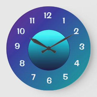 Horloge murale Atmosphérique Bleu Aqua Lune