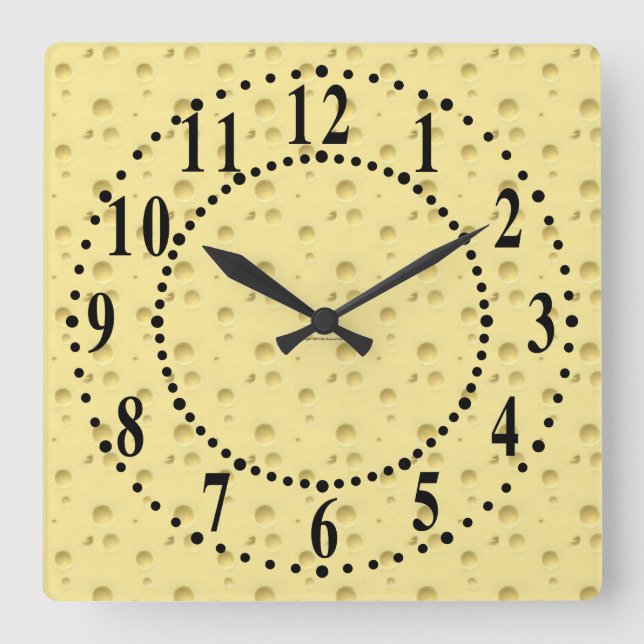 Horloge murale au look de fromage jaune clair (Recto)