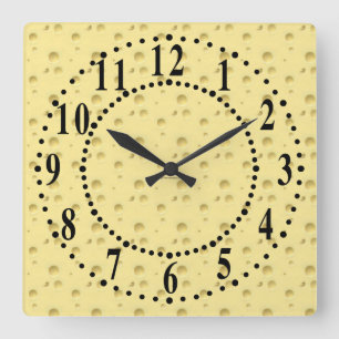 Horloge murale au look de fromage jaune clair