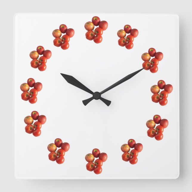 Horloge murale aux pommes et tomates fraîches (Recto)