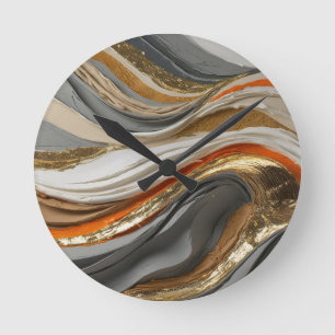 Horloge murale aux tons orange vif et gris