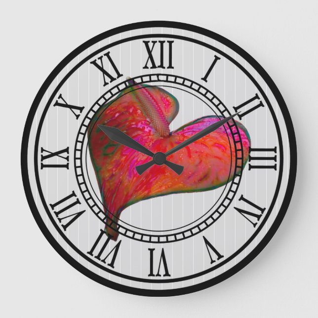 Horloge murale avec Anthurium rouge (Recto)