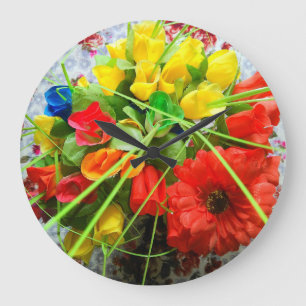 Horloge murale avec Arrière - plan de fleurs