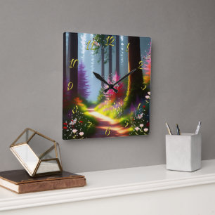 Horloge murale avec conception Forêt et Fleurs A1