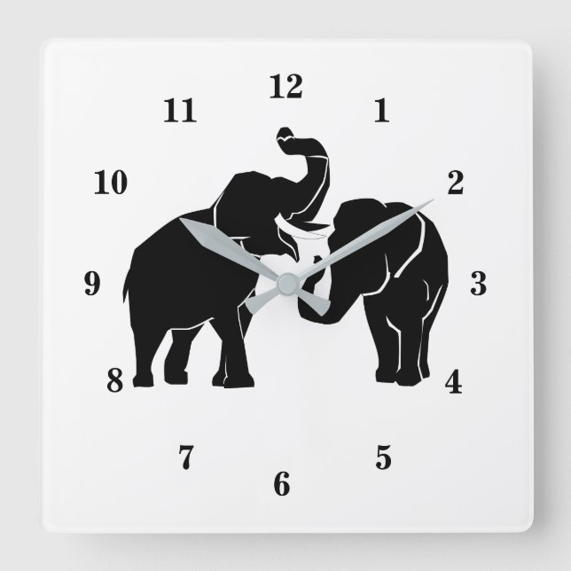 Horloge murale avec couple d'éléphants (Recto)