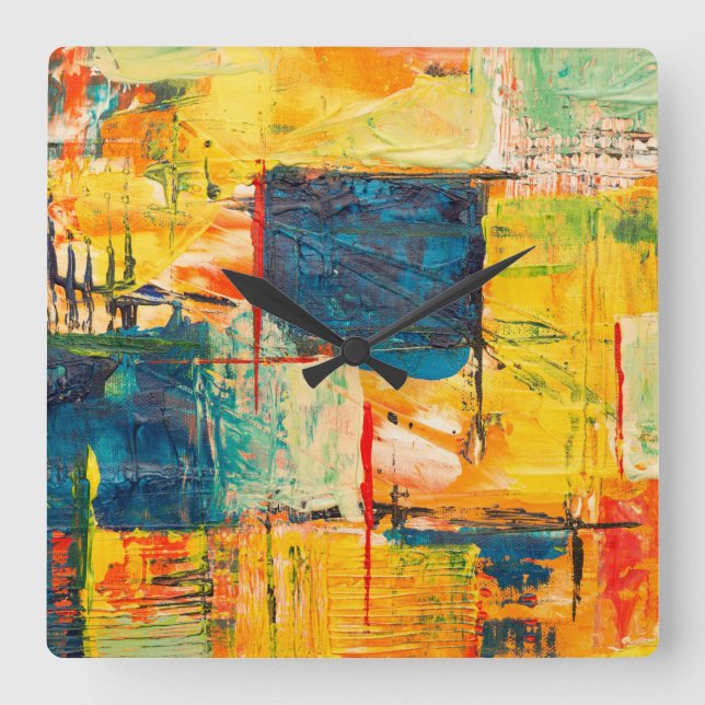 Horloge murale avec design abstrait coloré (Recto)