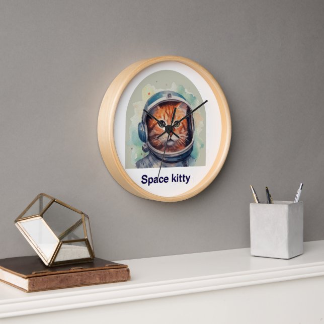 Horloge murale avec design Space kitty (Bureau)