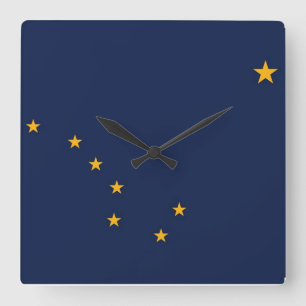 Horloge murale avec drapeau de l'Alaska, États-Uni
