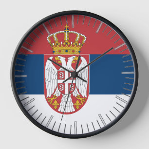 Horloge murale avec drapeau de Serbie