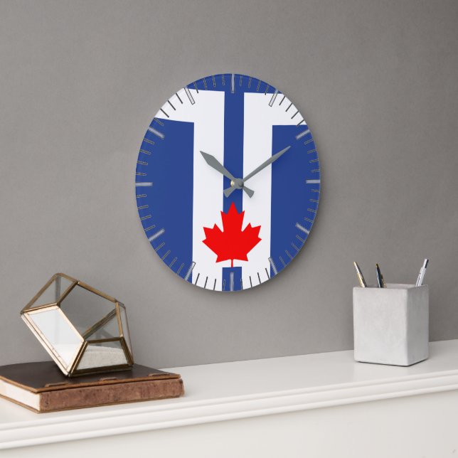 Horloge murale avec drapeau de Toronto, Canada (Bureau)