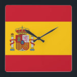 Horloge murale avec drapeau d'Espagne<br><div class="desc">Magnifique horloge patriotique murale avec drapeau d'Espagne. Ce produit est personnalisable.</div>
