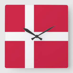 Horloge murale avec drapeau du Danemark