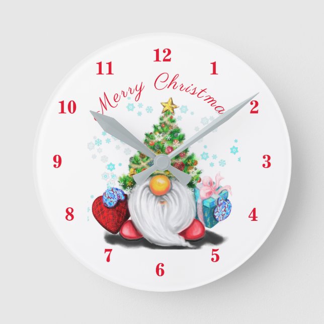 Horloge murale avec gnome de Noël (Recto)